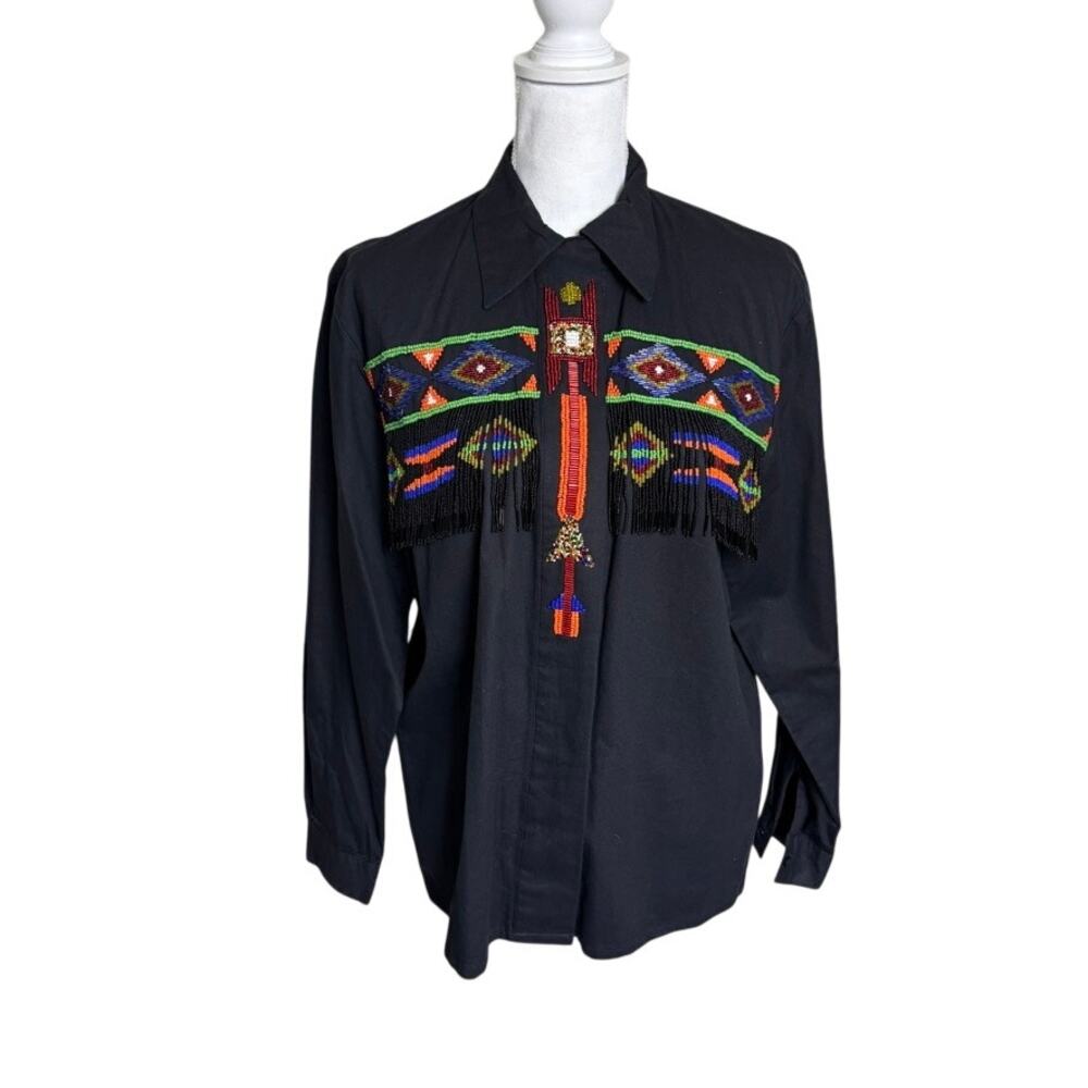 Vintage Lew Magram Beaded Southwestern Festival Western Top Women’s 10
